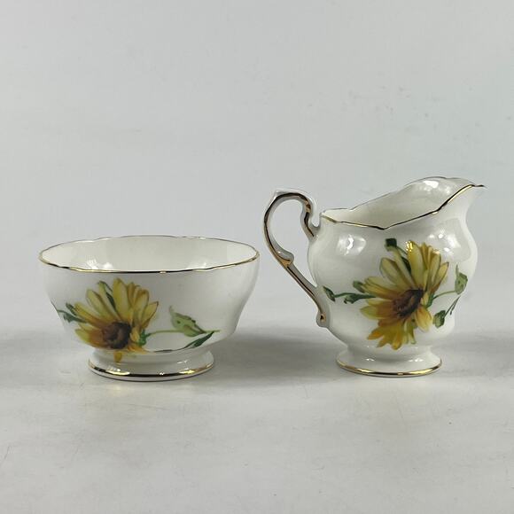 Paragon Brown Eyed Susan Creamer & Sugar Bowl Set Fine Bone China England Floral - Picture 3 of 16